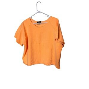 Vintage Hardbody Shirt‎ Womens Large Neon Peach Raglan Crop Top Boxy USA 80s
